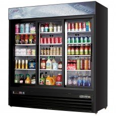 Everest EMGR69B 72-7/8(w) inch (3)Sliding Glass Door(s) Merchandiser Refrigerator, Black, (12)Shelve(s), 69Cu.ft, (672)20oz Bottle(s), 3/4hp, 115v/60/1-ph, ETL/NSF Listed