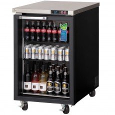 Everest EBB23G 23-1/2(w) inch Back Bar Refrigerator, (1)Hinged Glass Door(s), (2)Shelve(s), Black, (125)12oz Bottle(s), 8Cu.ft, 1/5hp, 115v/60/1-ph, ETL/NSF Listed