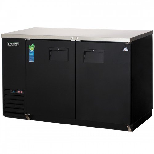 Everest EBB48 49(w) inch Back Bar Refrigerator, (2)Solid Hinged Door(s), (4)Shelve(s), Black, (344)12oz Bottle(s), 14Cu.ft, 1/4hp, 115v/60/1-ph, ETL/NSF Listed