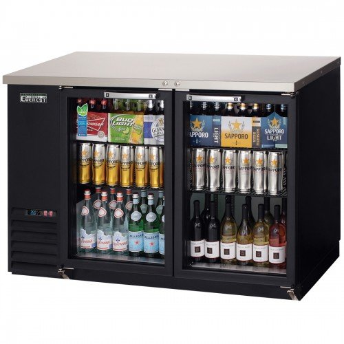 Everest EBB48G 49(w) inch Back Bar Refrigerator, (2)Hinged Glass Door(s), (4)Shelve(s), Black, (344)12oz Bottle(s), 14Cu.ft, 1/4hp, 115v/60/1-ph, ETL/NSF Listed