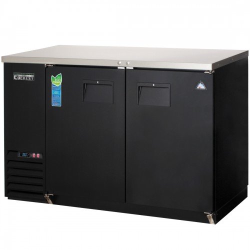 Everest EBB59-24 57-3/4(w) inch Back Bar Refrigerator, (2)Solid Hinged Door(s), (4)Shelve(s), Black, (357)12oz Bottle(s), 17Cu.ft, 1/4hp, 115v/60/1-ph, ETL/NSF Listed