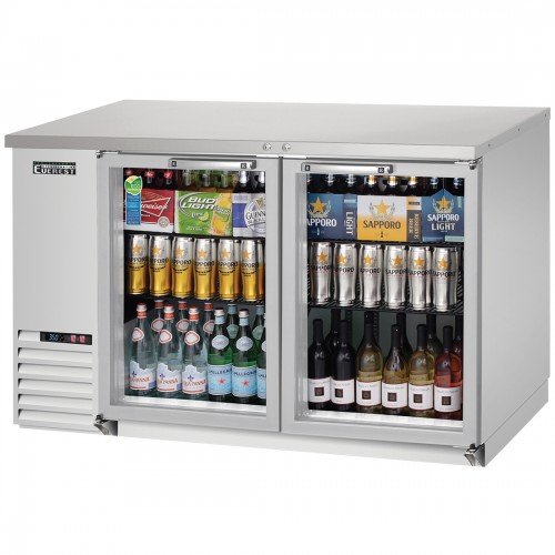 Everest EBB59G-SS 57-3/4(w) inch Back Bar Refrigerator, (2)Hinged Glass Door(s), (408)12oz Bottle(s), (4)Shelve(s), 20Cu.ft, 1/4hp, 115v/60/1-ph, ETL/NSF Listed