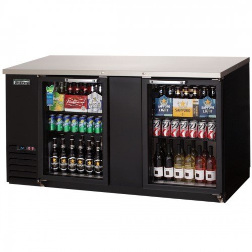 Everest EBB69G-24 68(w) inch Back Bar Refrigerator, (2)Glass Hinged Door(s), (4)Shelve(s), Black, (441)12oz Bottle(s), 20Cu.ft, 1/4hp, 115v/60/1-ph, ETL/NSF Listed
