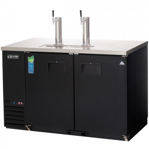 Everest EBD2 57-3/4(w) inch Direct Draw Keg Refrigerator, (2)Solid Hinged Door(s), Holds (2)1/2 Barrel Keg(s), Black, 20Cu.ft, 1/4hp, 115v/60/1-ph, ETL/NSF Listed