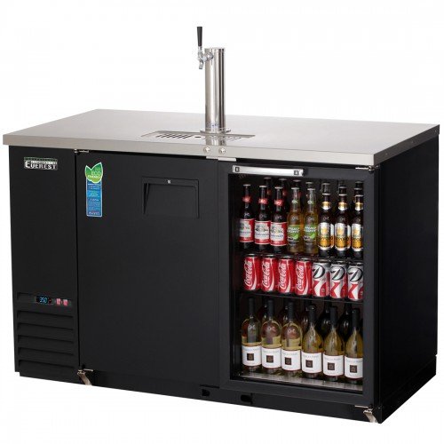 Everest EBD2-BBG 57-3/4(w) inch Back Bar/Direct Draw Keg Refrigerator, (1)Hinged Solid/Glass Door(s), Holds (1)1/2 Barrel Keg(s)/(168)(12oz Bottle(s), Black, 20Cu.ft, 1/4hp, 115v/60/1-ph, ETL/NSF Listed