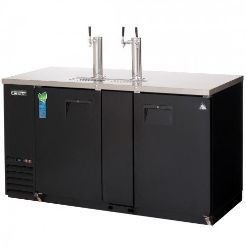 Everest EBD3-24 68(w) inch Direct Draw Keg Refrigerator, (2)Solid Hinged Door(s), Holds (3)1/2 Barrel Keg(s), Black, 20Cu.ft, 1/4hp, 115v/60/1-ph, ETL/NSF Listed
