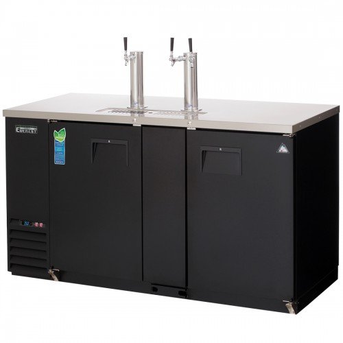 Everest EBD3 68(w) inch Direct Draw Keg Refrigerator, (2)Solid Hinged Door(s), Holds (3)1/2 Barrel Keg(s), Black, 24Cu.ft, 1/4hp, 115v/60/1-ph, ETL/NSF Listed