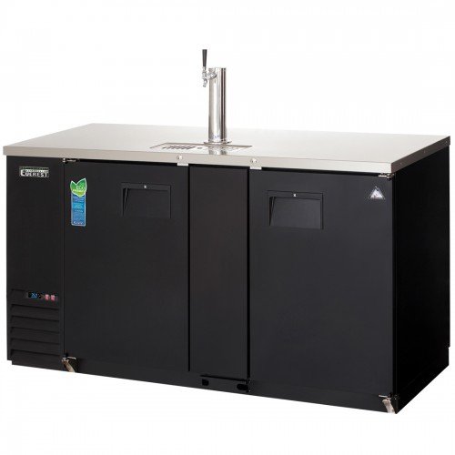 Everest EBD3-BB 68(w) inch Back Bar/Direct Draw Keg Refrigerator, (2)Solid Hinged Door(s), Holds (1)1/2 & ¼ Barrel Keg(s)/(360)(12oz Bottle(s), Black, 24Cu.ft, 1/4hp, 115v/60/1-ph, ETL/NSF Listed