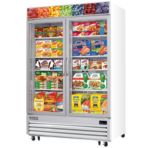 Everest EMGF48 54-3/4(w) inch (2)Swing Glass Door(s) Merchandiser Freezer, White, (8)Shelve(s), 48Cu.ft, (2)1hp, 115v/60/1-ph, ETL/NSF Listed