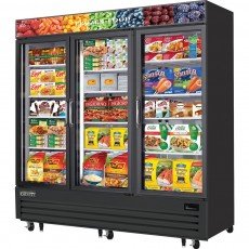 Everest EMGF69B 74-3/4(w) inch (3)Glass Door(s) Merchandiser Freezer, Black, (12)Shelve(s), 69Cu.ft, (2)1-1/4hp, 115v/60/1-ph, ETL/NSF Listed