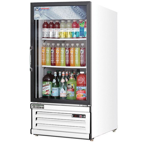 Everest EMGR8 24(w) inch (1)Glass Door(s) Merchandiser Refrigerator, White, (2)Shelve(s), 8Cu.ft, (90)20oz Bottle(s), 1/4hp, 115v/60/1-ph, ETL/NSF Listed