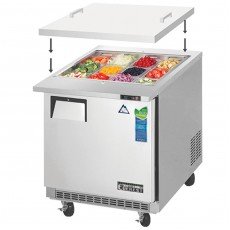 Everest EOTP1 27-3/4(w) inch (1)Door(s) Refrigerated Open Top Prep Table, Removable Cover, 8Cu.ft, (1)Shelve(s), Casters, 1/5hp, 115v/60/1-ph, NSF Listed 