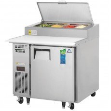 Everest EPPR1 35-5/8(w) inch (1)Door(s) Refrigerated Pizza Prep Table, 9Cu.ft, (2)Shelve(s), (4)1/3 Pan(s), Casters, 1/3hp, 115v/60/1-ph,  ETL Listed