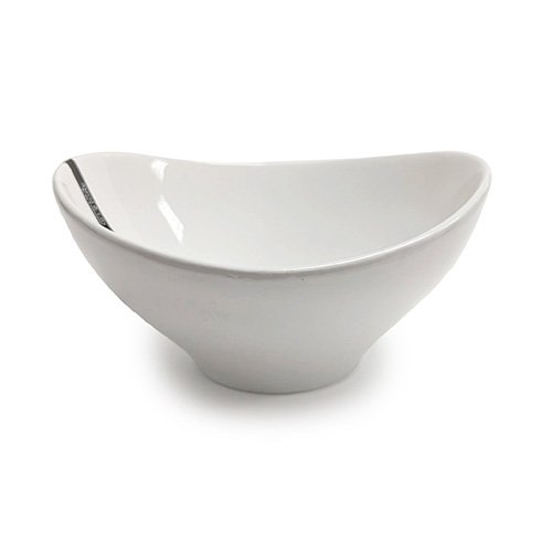 David&Lilly Skewed Bowl, White, Ceramic, 8.25(w) x 7.55(d) x 3.5(h) inch – 12 each