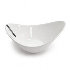 David&Lilly Skewed Bowl, White, Ceramic, 8(w) x 6.25(d) x 4.5(h) inch – 12 each