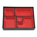 BT901N  Bento Lunch Box, (5)Compartment(s), Rectangular, Black/Red Color, Plastic Lacquer, 10.25(w) x 8(d) x 2(h) inch – 4 each