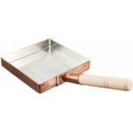 BTM-01-21 Copper Square Tamago Egg Pan, Wood Handle, 8.75(w)x8.75(d)x1.5(h) inch
