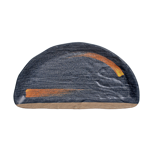 IT-1258G Half-Moon Plates, Black/Gold Color, Melamine, 11.5(w)x3.25(d)x0.75(h) inch – 10 each