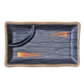 IT-1301G Rectangular Divided Plates, Black/Gold Color, Melamine, 7.5(w)x4.5(d)x0.75(h) inch – 12 each