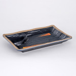 IT-1301G Rectangular Divided Plates, Black/Gold Color, Melamine, 7.5(w)x4.5(d)x0.75(h) inch – 12 each