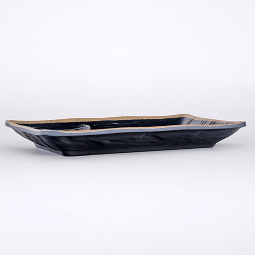 IT-1301G Rectangular Divided Plates, Black/Gold Color, Melamine, 7.5(w)x4.5(d)x0.75(h) inch – 12 each