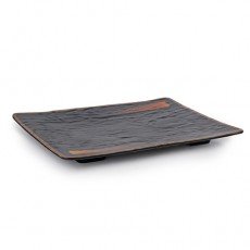 IT-JX1148G Rectangular Plates, Matte Gold/Black Color, Melamine, 13.5(w)x9.5(d)x1(h) inch – 12 each
