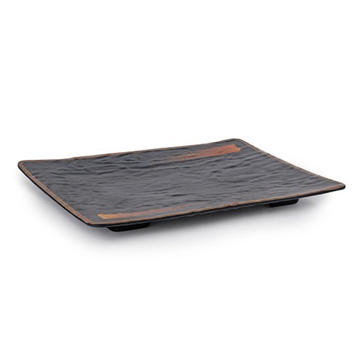 IT-JX1148G Rectangular Plates, Matte Gold/Black Color, Melamine, 13.5(w)x9.5(d)x1(h) inch – 12 each
