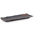IT-Y2713G Rectangular Plates, Black/Gold Color, Melamine, 13(w)x4.25(d)x0.75(h) inch – 12 each