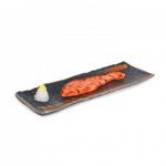 IT-Y2713G Rectangular Plates, Black/Gold Color, Melamine, 13(w)x4.25(d)x0.75(h) inch – 12 each