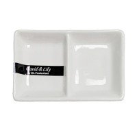 David&Lilly J2653 Divided Sauce Dish, 3oz, White Ceramic, 4(w) x 2-3/4(d) x 3/4(h) inch – 12 each