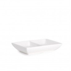David&Lilly J2653 Divided Sauce Dish, 3oz, White Ceramic, 4(w) x 2-3/4(d) x 3/4(h) inch – 12 each