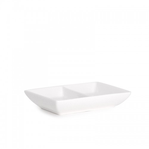 David&Lilly J2653 Divided Sauce Dish, 3oz, White Ceramic, 4(w) x 2-3/4(d) x 3/4(h) inch – 12 each