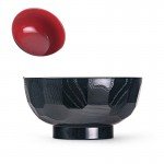 N55-B Soup Bowls, 12oz Capacity, Round, Plastic Lacquer, Black/Red Color, 4.5(w) x 4.5(d) x 2.25(h) inch – 10 each