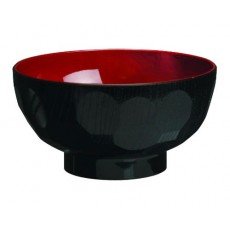 N55-B Soup Bowls, 12oz Capacity, Round, Plastic Lacquer, Black/Red Color, 4.5(w) x 4.5(d) x 2.25(h) inch – 10 each