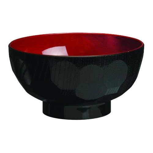 N55-B Soup Bowls, 12oz Capacity, Round, Plastic Lacquer, Black/Red Color, 4.5(w) x 4.5(d) x 2.25(h) inch – 10 each