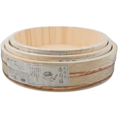 SK60 Japanese Sushi Oke Rice Barrel, Wood, 23.75(w) x 23.75(d) x 6.5(h) inch