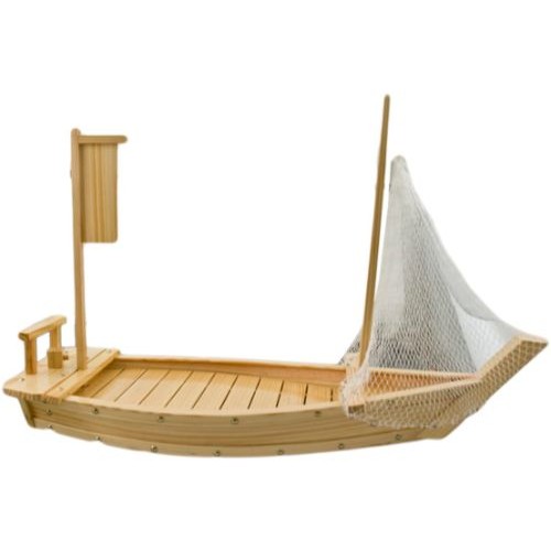 W004-65 Wooden Boat, Natural Color, 25.5 inch Length