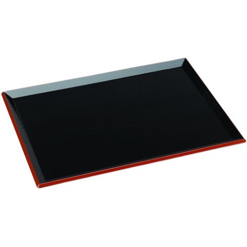 WB307 Serving Trays, Black/Red, Rectangular, Plastic Lacquer, 17-1/2(w) x 12-1/2(d) x 2(h) inch