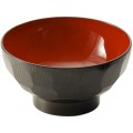 WF101 Soup Bowls, 12oz Capacity, Plastic Lacquer, Black/Red Color, 4.5(w) x 4.5(w) x 2.25(h) inch – 10 each