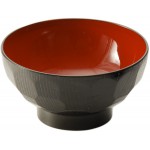 WF101 Soup Bowls, 12oz Capacity, Plastic Lacquer, Black/Red Color, 4.5(w) x 4.5(w) x 2.25(h) inch – 10 each