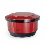 WZ2-R Round Rice Containers, Lid and Spoon included, Red/Black Color, 7(w) x 7(d) x 4(h) inch