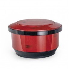 WZ2-R Round Rice Containers, Lid and Spoon included, Red/Black Color, 7(w) x 7(d) x 4(h) inch