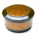 WZ3-G Round Rice Containers, Lid and Spoon included, Gold/Black Color, 8-1/2(w) x 8-1/2(d) x 5(h) inch