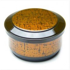 WZ3-G Round Rice Containers, Lid and Spoon included, Gold/Black Color, 8-1/2(w) x 8-1/2(d) x 5(h) inch