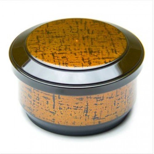 WZ3-G Round Rice Containers, Lid and Spoon included, Gold/Black Color, 8-1/2(w) x 8-1/2(d) x 5(h) inch