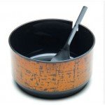 WZ3-G Round Rice Containers, Lid and Spoon included, Gold/Black Color, 8-1/2(w) x 8-1/2(d) x 5(h) inch