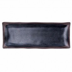 IT-F54011TM Temoku Rectangular Plates, Matte Black/Brown Color, Melamine, 10.75(w)x(4.25(d)x0.75(h) inch – 9 each