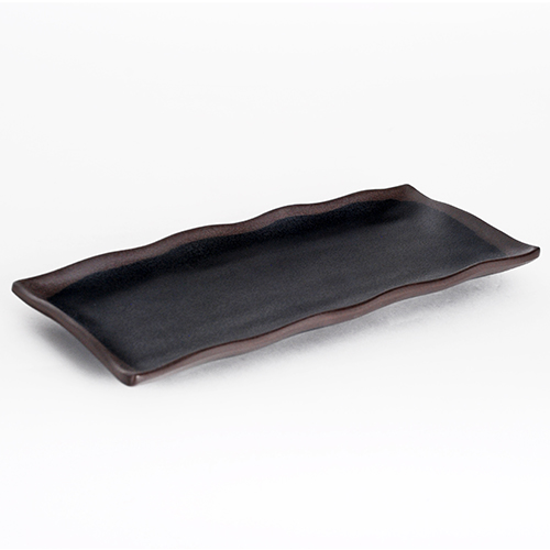 IT-F54011TM Temoku Rectangular Plates, Matte Black/Brown Color, Melamine, 10.75(w)x(4.25(d)x0.75(h) inch – 9 each
