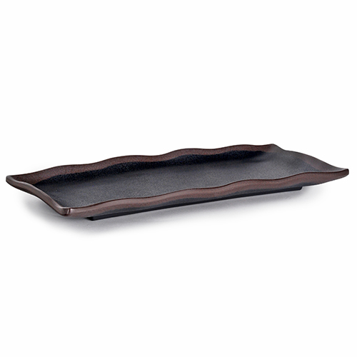 IT-F54011TM Temoku Rectangular Plates, Matte Black/Brown Color, Melamine, 10.75(w)x(4.25(d)x0.75(h) inch – 9 each