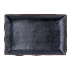 IT-F54115TM Rectangular Plates, Matte Black/Brown Color, Melamine, 14.5(w)x10(d)x1.5(h) inch - 12 each